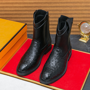 Nuevas <span class=keywords><strong>botas</strong></span> occidentales de <span class=keywords><strong>punta</strong></span> <span class=keywords><strong>cuadrada</strong></span> ancha de lujo para <span class=keywords><strong>hombre</strong></span>, <span class=keywords><strong>botas</strong></span> Chelsea Unisex de cuero tradicional para <span class=keywords><strong>hombre</strong></span> - Product Image 4