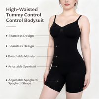 Direct usine, Gaine sculptante intégrale à col en V, longueur mi-cuisse, avec soutien-gorge intégré, effet rehausseur de fesses et bretelles spaghetti réglables