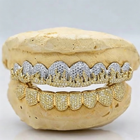 Personnalisé Vvs Moissanite Grillz Nid D'abeille Style Hip Hop Glacé Rond Brillant Coupe 925 Argent Plaqué Or Dents Grillz pour Rappeur