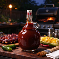 Pichet en verre avec couvercle basculant et poignée, pot en verre vide pour sauce BBQ, condiment, huile de cuisson, logo personnalisé, vente en gros