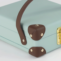Boîte de rangement portable pour 3 montres en cuir PU, avec coussinets, poignée et fermeture, bleu clair, organisateur de montres et de bijoux