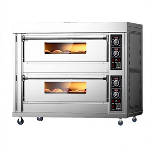 <span class=keywords><strong>Four</strong></span> <span class=keywords><strong>à</strong></span> sole électrique professionnel 2 niveaux 4 plateaux, contrôle précis de la température 400°C, en acier inoxydable, pour la cuisson de pizzas et pains en restaurant - Product Image 1