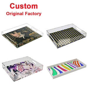 JAYI Großhandel Custom Clear <span class=keywords><strong>Lucite</strong></span> Plexiglas Griff Serviert ablett Personal isierte Acryl Foto ablage mit abnehmbarem Papiere insatz - Product Image 1