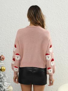 <span class=keywords><strong>Pull</strong></span> en maille d'hiver pour femme, à manches longues, en mohair, décontracté, thème Noël/Père Noël, grandes tailles, vente en gros - Product Image 2