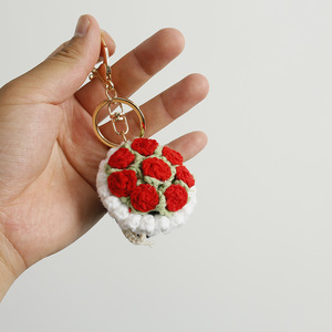 Dulce hecho a mano Mini <span class=keywords><strong>lana</strong></span> ganchillo flor colgante creativo tejido a mano plantas decorativas bolsa colgante y llavero - Product Image 4