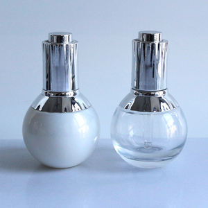 Flacon en verre transparent de forme ronde de 30ml avec bouchon compte-gouttes pour lotion sérum hydratant soins du visage parfum cosmétique luxuriante pour les yeux - Product Image 5