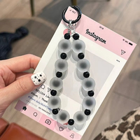 Cordon anti-perte pour téléphone, pendentif court pour clés, perles rondes mates colorées, chaîne de poignet pour femme, cordon de téléphone portable