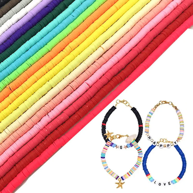 Contas artesanais de polímero, 6mm 330 peças argila redonda colorida de argila disco espaçador de contas para colar pulseira fabricação de jóias diy