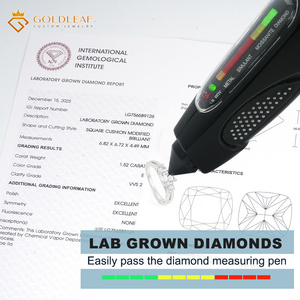 Anillo personalizado de joyería Goldleaf, oro blanco de 10k/14k, corte cojín, 1ct/2ct/3ct, diamante cultivado en laboratorio DEF VVS VS - Product Image 5