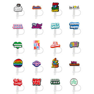 Juego de Adornos de Silicona <span class=keywords><strong>para</strong></span> Pajitas con Frases Positivas, Decoración Motivacional <span class=keywords><strong>para</strong></span> Vasos y Uso Diario, a Prueba de Polvo - Product Image 1