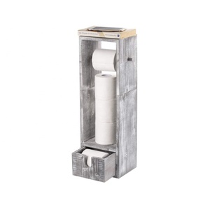 Supporto per <span class=keywords><strong>carta</strong></span> <span class=keywords><strong>igienica</strong></span> in <span class=keywords><strong>legno</strong></span> rustico bianco-lavato con supporto per distributore di <span class=keywords><strong>rotoli</strong></span> di fazzoletti da bagno - Product Image 3