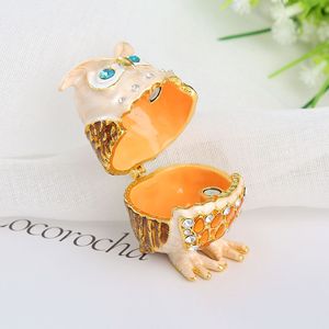 Scatola Portaoggetti Decorativa a Forma di Gufo con Smalto e Diamanti, Ornamento Artistico in Metallo per Soggiorno - Product Image 5