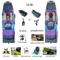 Kayak de pêche et de tourisme Vicking monoplace 10,4 pieds en HDPE rotomoulé avec double pédale et moteur électrique, écologique, type sit-on-top