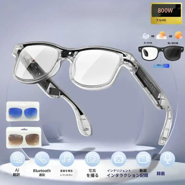 AI Smart Glasses with 8MP Camera Video Recording 100+ Languages Translation Sunglasses Bluetooth Call Music Play Men Women