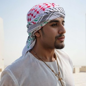 Shemagh Arabe Tête Écharpe Arafat Keffieh Yashmagh Bordeaux Blanc