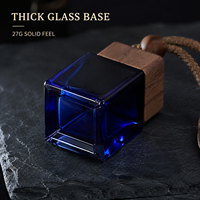 Flacon de parfum pour voiture en verre givré de 5 ml avec bouchon en bois coloré, mini diffuseur de voiture, flacon d'huile essentielle personnalisé OEM
