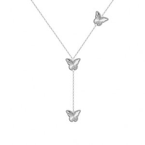 Collier avec pendentif en forme de papillon et pompon, en argent S925, design exclusif Dylam, pour tous les jours et les soirées - Product Image 1