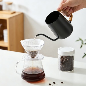 0.35/0.6L, Black Color, <b>Long</b> Narrow Drip Cup Gooseneck Stainless Steel Pour Over Coffee Kettle - Product Image 2