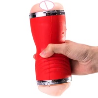 Masturbateur masculin 2-en-1 en silicone double face, type 'Aircraft Cup', jouet sexuel de poche mains libres pour hommes
