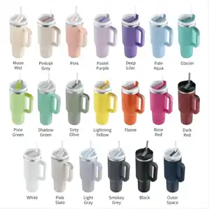 Wholesale Quencher H2.0 40 Oz Tumbler With Handle Straw Double Wall Thermos Bottle Reusable Stainless Steel Travel Mugs