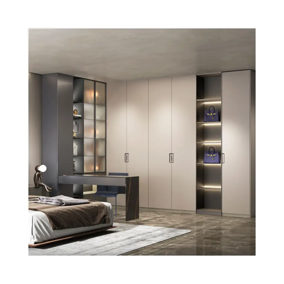 Lemari furnitur kamar tidur kustom minimalis Modern kombinasi lemari melamin