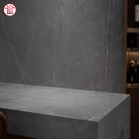 Table à manger de luxe en pierre frittée gris foncé, durable, pour décoration intérieure, personnalisée, anti-rayures, avec dalle de comptoir en pierre pour intérieur