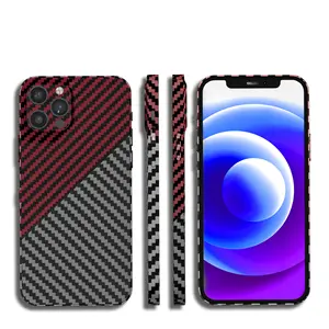 PC carbon fiber full phone case for iPhone 15 pro max ultra dual color classics hard case for 13 14 16 pro max plus