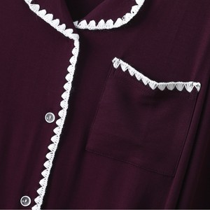 Conjunto de Pijama de Manga Larga para Mujer SUHE PJ-051, Cuello con Bordado, Ropa de Dormir Tejida para Primavera/Otoño, Estilo Simple - Product Image 5