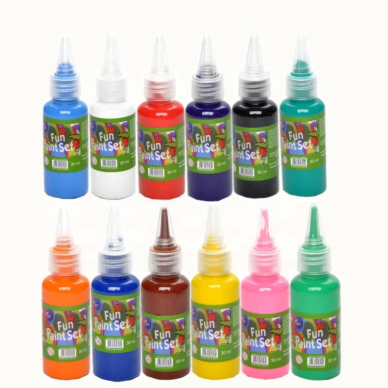 30ml Acrylic ngón tay sơn thiết lập có thể giặt trẻ em ngón tay sơn cung cấp cho trẻ em không độc hại sơn 12 màu sắc cho các tùy chọn lỏng lẻo