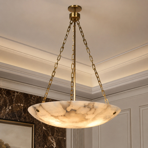 Natural Alabaster Chandelier Luxury Brass Pendant <b>Light</b> for Hotel Villa Dining Room OEM ODM Lighting Factory - Product Image 1