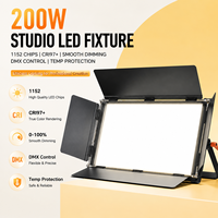 Lumière LED de studio durable 200W avec affichage de la température en temps réel, 1152 LED, CRI97, gradation progressive, DMX512 pour le streaming en direct et les tournages TikTok
