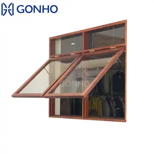 Ventana de toldo inclinable Europea GONHO, tamaño estándar moderno, marco de aluminio personalizado, ventana abatible impermeable