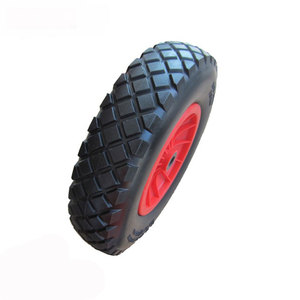 16x6.50-8 <span class=keywords><strong>Heavy</strong></span> <span class=keywords><strong>Duty</strong></span> Borracha Macia Sólida Plana Livre PU Roda De Espuma Rodízio 8-Inch Carrinho De Mão Rodas - Product Image 2