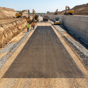 Geogrid de Poliéster PET con Certificación CE, Precio Económico Directo de Fábrica, Resistencia a la Tracción de 30KN/M, Garantía de 5 Años para Uso Civil Global - Product Image 1