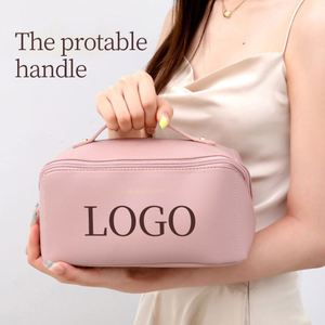 Nouvelle Trousse de Toilette et Maquillage de Luxe en Cuir Véritable Beige Grande Capacité pour Femme - Product Image 2
