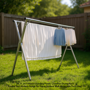 DB 2X Tendedero Plegable de Plástico de 2m, Doble Nivel, Diseño Moderno para Hogar y Exterior, Montable en Pared - Product Image 2