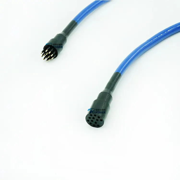 מתחת למים 7000m DIL13M DIL13F Inline כבל 600V 4 זוג 24 AWG, 0.20 mm2 פור, מוליכי חשמל 4x18 AWG Ethernet מחבר