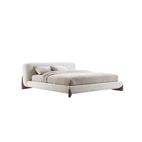 Italienisches Bett, Einfaches Schlafzimmer-Design, Lammfell-Bett, Großes Bett, Villa-Schlafzimmer nach Maß, Doppelbett