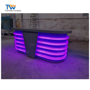 Table de Studio Mobile pour Podcast et JT, Design de Bureau de Présentation TV avec Lumière LED - Product Image 2