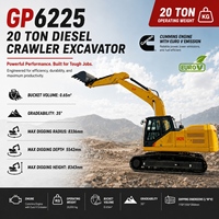 Excavator Crawler GP6225 20T Mesin Cummins Euro V Hidrolik Eaton Bucket 0.65m Tinggi Galian 8.3m Kedalaman 5.5m