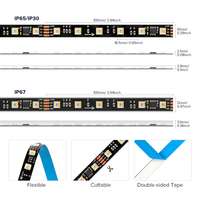 WS2805 RGBCCT SMD5050 Bande de Led 5 en 1 4 broches double fil de données DC24V 60leds/m RGBWW RGBCW Bande de pixels LED numérique adressable
