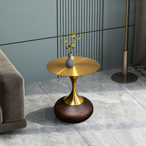 Mesa Auxiliar de Estilo Italiano de Lujo Ligero PurelyFeel, Mesa Redonda de Esquina para Sala de Estar o Dormitorio con Base de Acero Inoxidable - Product Image 5