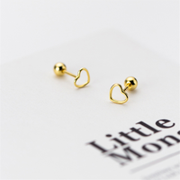 Bijoux en argent sterling 925 véritable à 100%, jolies petites boucles d'oreilles simples en forme de cœur creux, perles brillantes, bouchons d'oreilles pour femmes