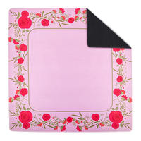 Tapis de Mahjong Américain Moderne de Luxe avec Motif Floral d'Oiseaux, Antidérapant, Imperméable, Pliable, Tapis de Table de Poker 31,5x31,5 Pouces