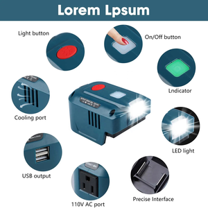Inversor de Corriente Portátil para Batería Makita de 18V, 150W, DC 18V a AC 120V/220V, Cargador de Fuente de Alimentación, Inversor para Camping, Viajes, Vehículos Recreativos - Product Image 2