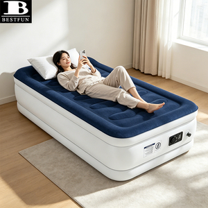 Materasso Gonfiabile Singolo di Lusso con Pompa Elettrica Integrata, Letto Gonfiabile Rialzato Floccato per Ospiti e Uso Domestico - Product Image 1