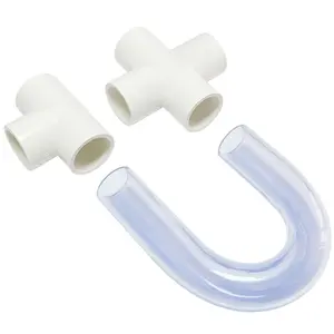 Raccordo per tubo da 3/4 pollici con raccordo per scarico a condensa in PVC con connettore a trappola a T + LLS-EZ113 a croce