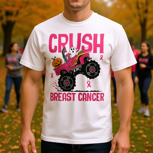 Camiseta infantil Crush Breast Cancer Awareness Monster Truck, manga corta, cuello redondo, unisex, para Halloween, caminatas, carreras y eventos - Product Image 3