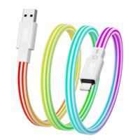 Cable de Datos USB Tipo-C RGB de Carga Rápida 5A con Cubierta de Nailon y Conductor de Cobre Puro, con Luz Táctil para iPhone 17 y Teléfonos Android