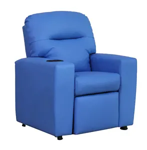 Modern SX-80120 light blue leather push back recliner sofa for children